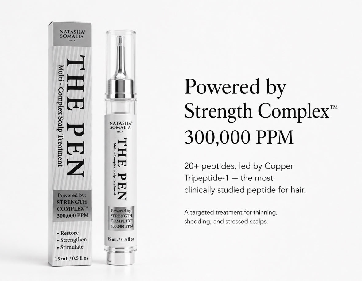 THE PEN multi-complex scalp treatment by Natasha Somalia, 15mL, powered by Strength Complex with 20+ peptides including Copper Tripeptide-1, for thinning and shedding hair.